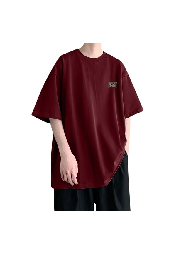 Mens Oversized Crewneck Short Sleeve T-Shirts Summer Casual Tee Tops