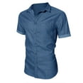 thumbnail image 1 of SCSAlgin Mens Short Sleeve Button Down Denim Shirt Western Work Casual Shirts for Men, 1 of 2