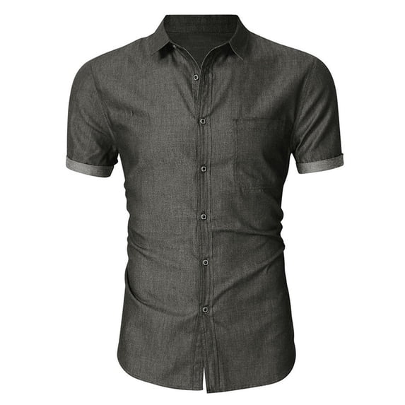 SCSAlgin Mens Short Sleeve Button Down Denim Shirt Western Work Casual Shirts for Men