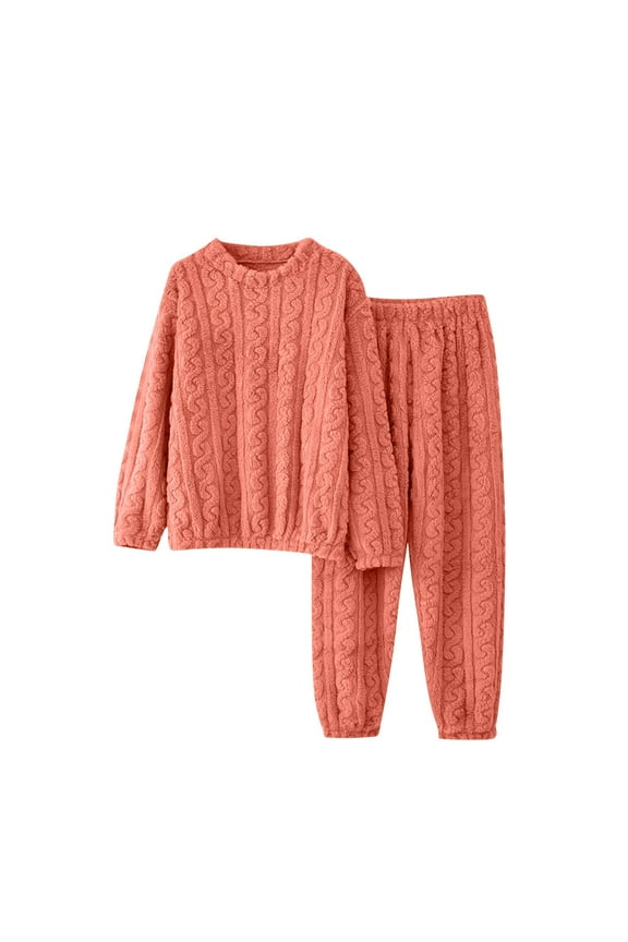Pajamas Sets for Women Soft Comfy Fluffy Pajama Fleece Pullover Ribbed Pjs Warm Plush Lounge Sleepwear