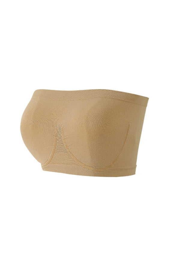 Plus Size Strapless Comfort Wireless Bra with Slip Silicone Bandeau Bralette Tube Top