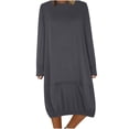 thumbnail image 1 of SCSAlgin Plus Size Women's Casual Plain Dresses Long Sleeve Scoop Neck T-Shirt Dress Elegant Loose Shift Midi Dresses, 1 of 5
