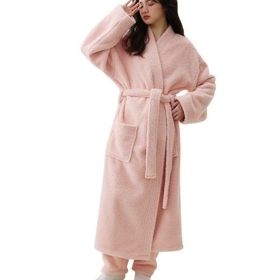 SCSAlgin Robes for Women – Plush Fleece Long Bathrobe for Women with Shawl Collar, Soft Warm Womens Robe