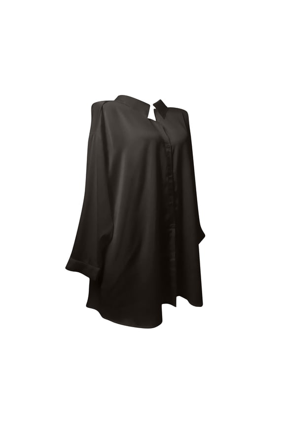 Satin Lingerie for Women Sexy Naughty Boyfriend Style Nightshirt Long Sleeve Sleepshirt Silk Sleepwear