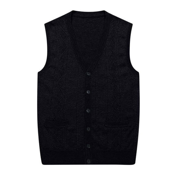 SCSAlgin Sweater Vest Men Plaid Button Up Cardigan V Neck Sleeveless Casual Knit Jumper Tops Loose Sweaters with Pocket