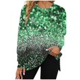thumbnail image 1 of SCSAlgin Sweatshirt For Women Fashion Glitter Sequin Long Sleeve Fall Tops Side Split Crewneck Pullover, 1 of 3
