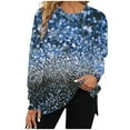 thumbnail image 1 of SCSAlgin Sweatshirt For Women Fashion Glitter Sequin Long Sleeve Fall Tops Side Split Crewneck Pullover, 1 of 3
