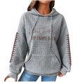 thumbnail image 1 of SCSAlgin Sweatshirts For Women Cute Football Graphic Waffle Casual Drawstring Hoodies Loose Long Sleeve Pullover With Pocket, 1 of 2
