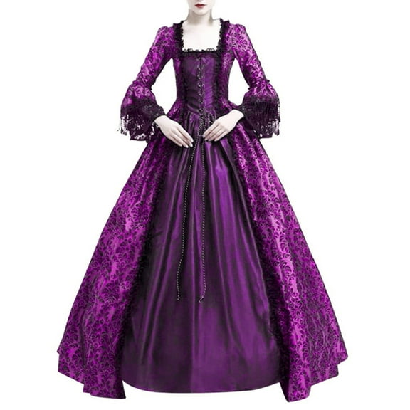 SCSAlgin Victorian Dress for Women 1800S Medieval Renaissance Dresses Corset Flare Sleeve Dress Cocktail Party Ball Gown