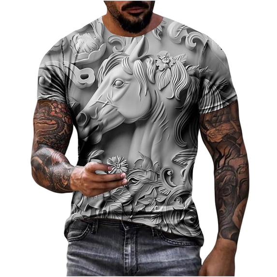 SCSAlgin Vintage Horse Shirt Men Horseback Riding Horse Lover Summer Leisure T-Shirt