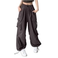 thumbnail image 1 of SCSAlgin Women Baggy Parachute Pants Casual Cargo Pant High Waist Loose Y2K Pants Multiple Pockets Jogger, 1 of 3