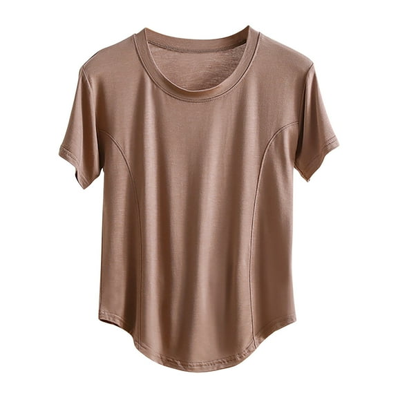 SCSAlgin Women Blouse Plain Casual Fashion Round-Neck Regular Short Sleeve Sleepwear