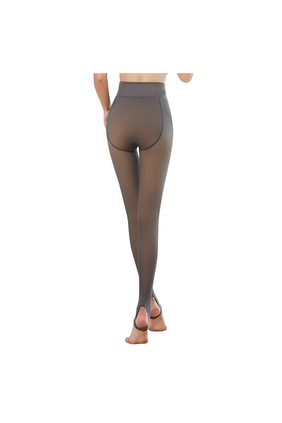 Women Fashion Legs Fake Translucent Ladies Keep Warm Solid Fleece Pantyhose