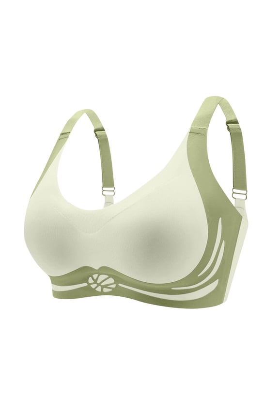 Women Fashion Seamless Contrast Sponge Underwear Soft Support Comfortable Breathable Fixed Cup Bra