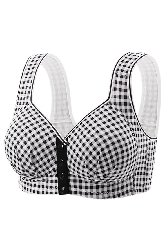 Women Front Button Bra Snap Comfort Sleep Bra, Easy Close Bras Wireless, Seamless T-Shirt Bra