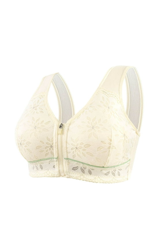 Women Front Closure Zipper Push Up Bra No Underwire Wireless Bra Plus Size Beauty Back Comfort Everyday Bras