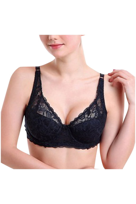 Women Full Cup Bras Breathable Comfort Floral Lace Full Coverage Bras Non Padded Underwired Bra