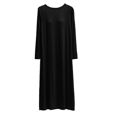 SCSAlgin Women Modal Built In Bra Long Nightgowns Long Sleeves Nightshirts Crew Neck Full Length Sleep Shirt