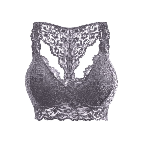 SCSAlgin Women Sexy Racerback Lace Bra Floral Lace Padded Breathable Breathable Bralette Bustier Sports Bras Crop Tops