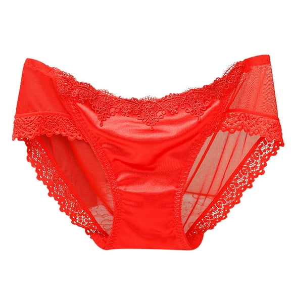 SCSAlgin Women Silk Satin Seamless Lingerie Lace Briefs Lady Panties Breathable Underwear
