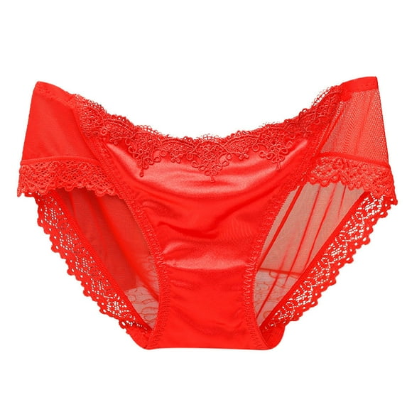 SCSAlgin Women Silk Satin Seamless Lingerie Lace Briefs Lady Panties Breathable Underwear