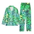 thumbnail image 1 of SCSAlgin Women St Patricks Day Pajamas Set Button Down Shamrock Print Shirt Long Pants Sleepwear, 1 of 4