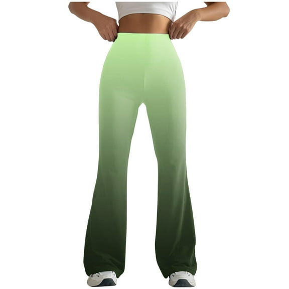 SCSAlgin Women Tight Fitting Hip Hugging Shaping Gradient Color Flared Pants Yoga Pants
