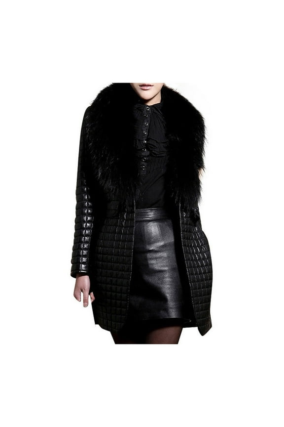 Women Winter Faux Leather Coat Fashion Long Sleeve Outerwear Long Overcoat