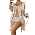 thumbnail image 1 of SCSAlgin Women's 3pcs Satin Pajamas Set Cami Top and Shorts Sleepwear PJs Set with Robe Comfort Sleepwear, 1 of 4