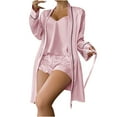 thumbnail image 1 of SCSAlgin Women's 3pcs Satin Pajamas Set Cami Top and Shorts Sleepwear PJs Set with Robe Comfort Sleepwear, 1 of 4