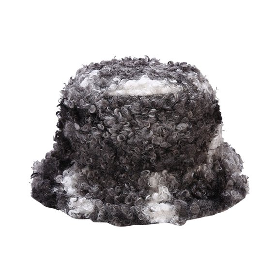 SCSAlgin Women's And Winter Color Sheep Curls Patchwork Basin Hat Fisherman Hat Warm Hat