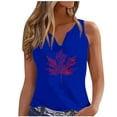 thumbnail image 1 of SCSAlgin Women's Canada Independence Day Maple Leaf Partial Print V-Neck Sleeveless Top T-Shirt, 1 of 4