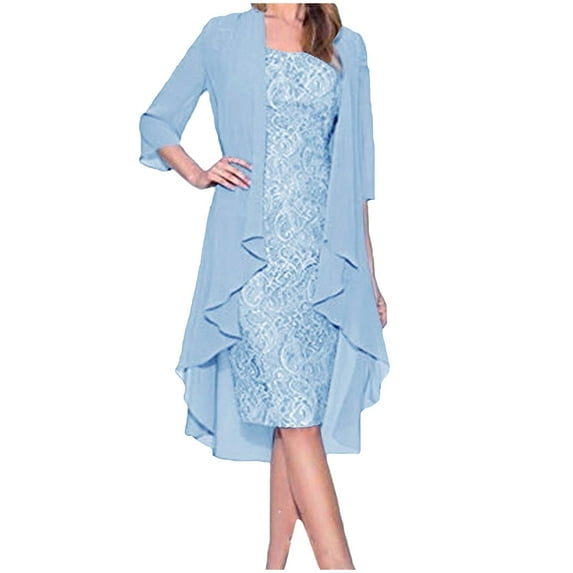 SCSAlgin Women's Casual Cocktail Dresses Summer of The Bride Lace Dresses Classic Chiffon Dress Piece Casual Dresses