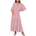 thumbnail image 1 of SCSAlgin Women's Casual Loose Bohemian Maxi Dress Retro Printed V Neck Puff Long Sleeve Swing Dresses Fall Beach Sundress, 1 of 6