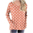thumbnail image 1 of SCSAlgin Women's Casual Printed V-Neck T-Shirts Loose Long Sleeve Tops Tunic Blouses with Pockets, 1 of 4