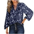 thumbnail image 1 of SCSAlgin Women's Casual V Neck Floral Printed Smocked Long Sleeve Chiffon Blouses Bohemian Top Shirts, 1 of 7