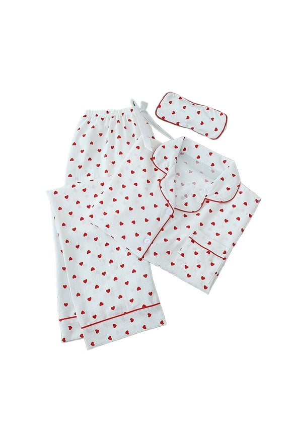 Women's Causual Homewear Pajamas Sets Printing Pajama Nightwear Sleepwear 3PC Sets