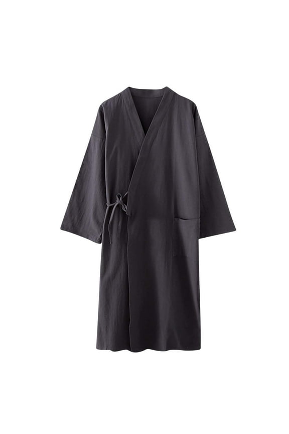 Women's Cotton Robe Summer Lightweight Long Knit Casual Loungewear with Belt Soft Bathrobe for Spa & Beach