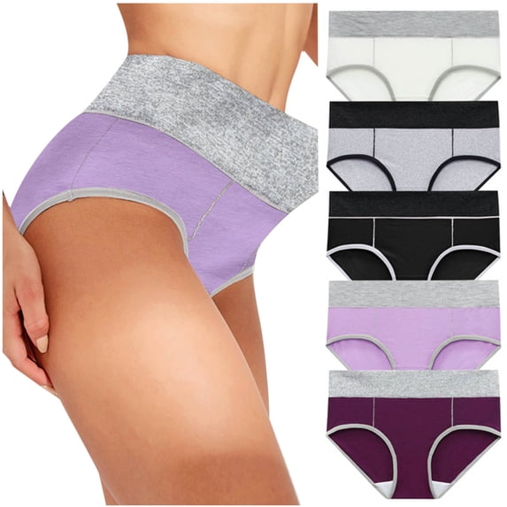 SCSAlgin Women's Cotton Underwear High Waisted Plus Size Soft Panties Full Coverage Tummy Control Ladies Briefs