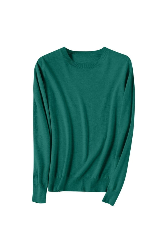 Women's Cotton Wool Base Layer Shirts Tops Casual Crewneck Long Sleeve Sweaters Travel Hiking Pullover Sweater