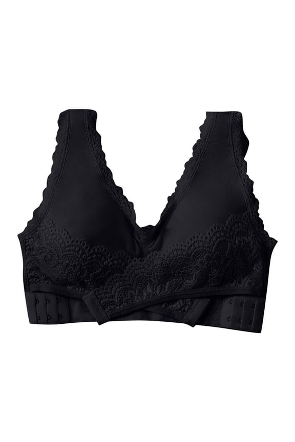 Women's Daily Bra Push Up Bras No Underwire High Support Front Closure Full Coverage Easy Close Sports Bras