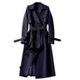 thumbnail image 1 of SCSAlgin Women's Double Breasted Long Trench Coat Belted Notch Lapel Overcoat Windproof Classic Outerwear, 1 of 4