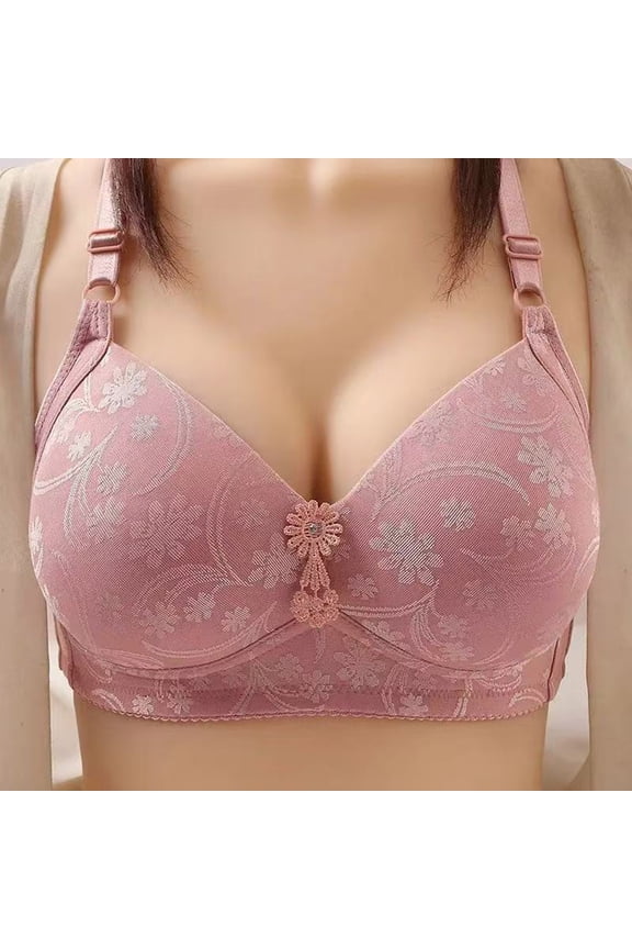 Women's Double Support Wireless, Lace Bra with Stay-in-Place Straps, Full-Coverage