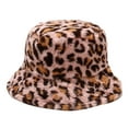 thumbnail image 1 of SCSAlgin Women's Fashion Leopard Print Basin Hat Woolen Cloth Fisherman Hat Sun Hat, 1 of 5