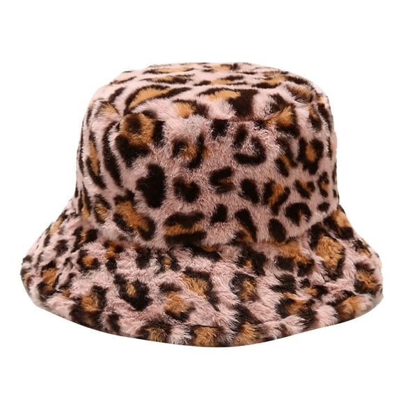 SCSAlgin Women's Fashion Leopard Print Basin Hat Woolen Cloth Fisherman Hat Sun Hat