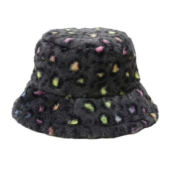 SCSAlgin Women's Fashion Leopard Print Basin Hat Woolen Cloth Fisherman Hat Sun Hat