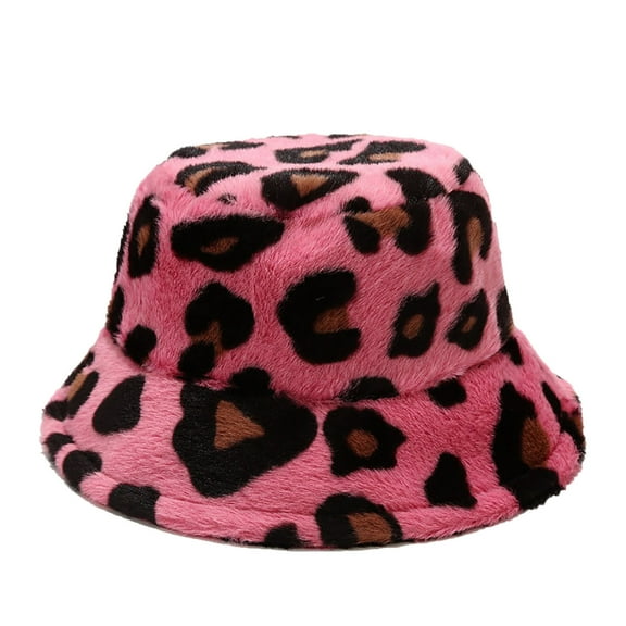 SCSAlgin Women's Fashion Leopard Print Basin Hat Woolen Cloth Fisherman Hat Sun Hat