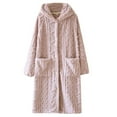 thumbnail image 1 of SCSAlgin Women's Flannel Nightgown Winter Plush Thicken Bathrobe Button Front Robe Hood Casual Loungewear with Pockets, 1 of 7