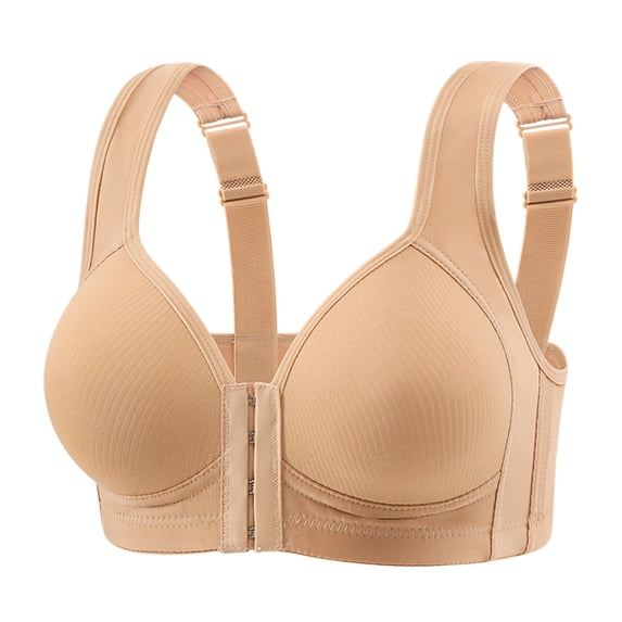 SCSAlgin Women's Front Clasp Closure Bras No Underwire Anti-Sagging Push Up Bralettes Comfort Full Coverage Bra