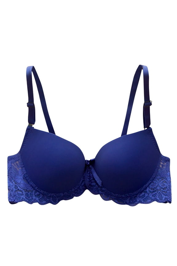 Women's Full Coverage Push Up Bra Padded Bras Wired T-Shirt Bras with Rose Lace Wings Lace Band